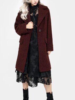 Gorgon Bouclé Oversized Coat - Red - 6